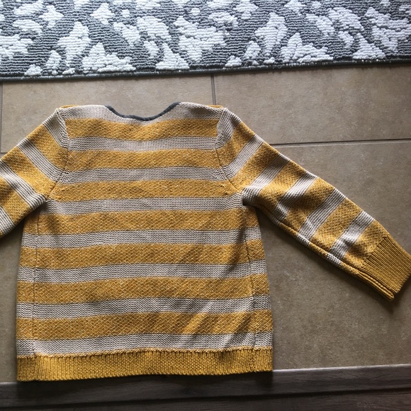 Cropped Sleeve Striped Cotton Sweater - Picture 5 of 5